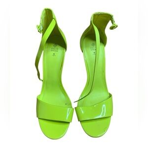 Call It Spring Neon Green Strappy Heels - Vegan Leather - Size 9